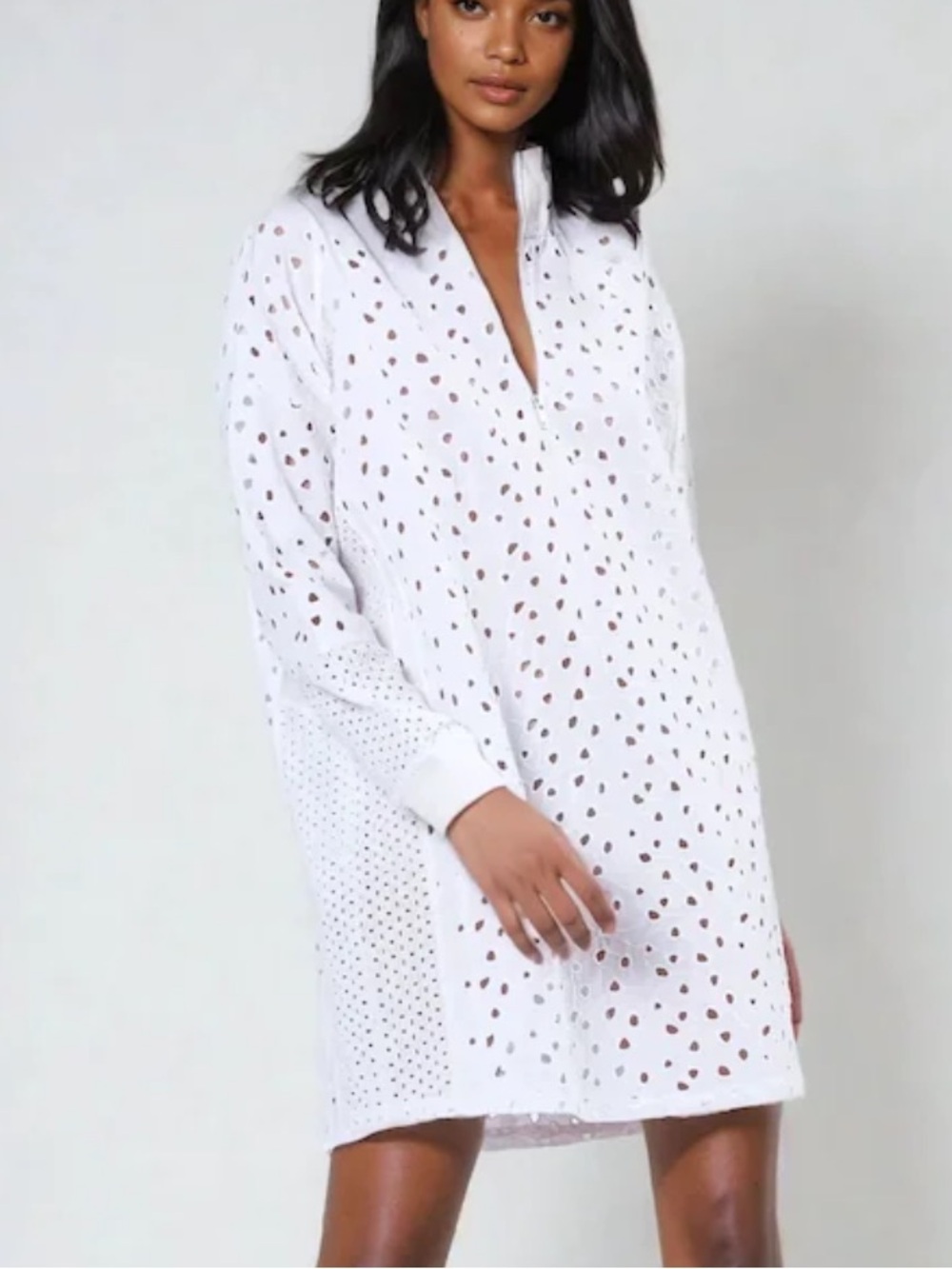 Religion White Coral Short Dress In Embroidery Anglais